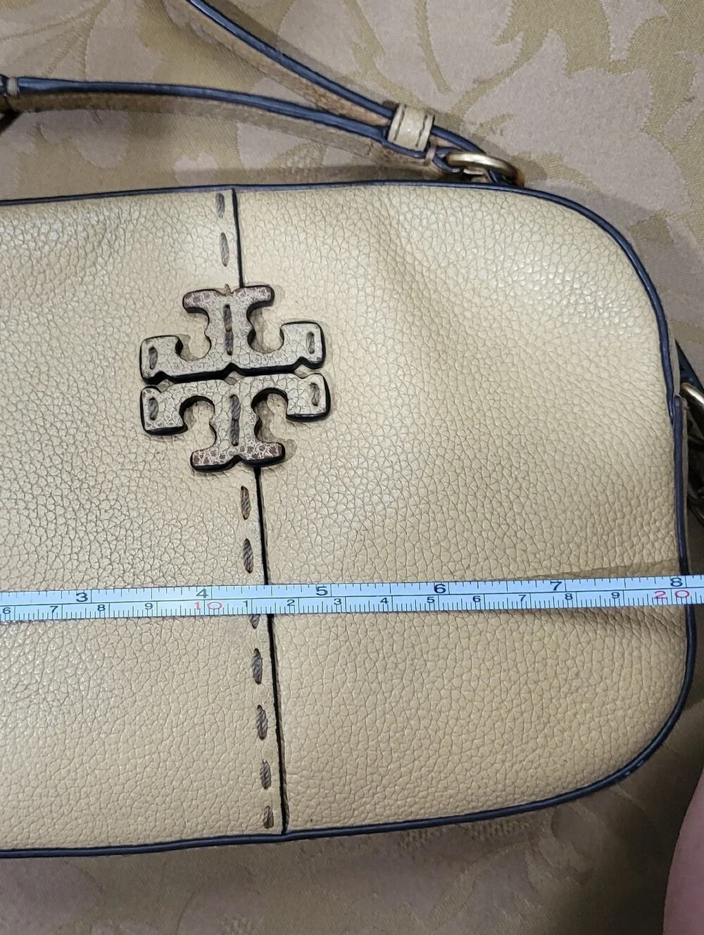 Tory Burch Mcgraw Camera Bag Pebbled Leather Crossbody in Yellow